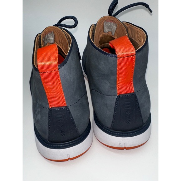 SWIMS Chukka Boots Ankle Casual Comfort Navy Blue Orange Accent‎ Mens Size 7